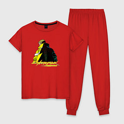 Пижама хлопковая женская Cyberpunk Edgerunners, цвет: красный