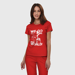 Пижама хлопковая женская WE GO TO THE NEW WORLD ВАНПИС, цвет: красный — фото 2