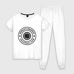 Пижама хлопковая женская World Volleyball Club, цвет: белый