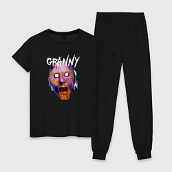 Пижама хлопковая женская Лицо Granny, цвет: черный
