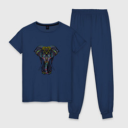 Пижама хлопковая женская Indian elephant, цвет: тёмно-синий