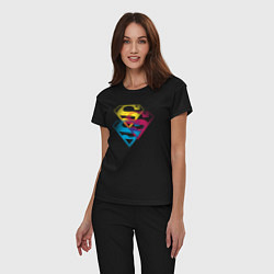 Пижама хлопковая женская Лого Супермена, цвет: черный — фото 2