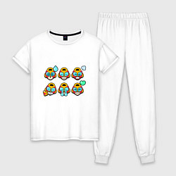 Пижама хлопковая женская Значки на Макса Пины Бравл Старс Max, цвет: белый
