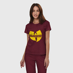 Пижама хлопковая женская Wu tang logo, цвет: меланж-бордовый — фото 2