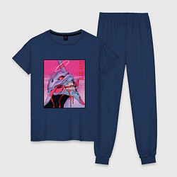 Пижама хлопковая женская Ева 02 Neon Evangelion, цвет: тёмно-синий