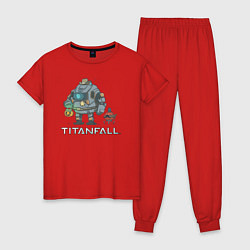 Пижама хлопковая женская Титанфол арт Helloween TITANFALL, цвет: красный