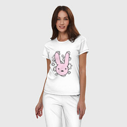 Пижама хлопковая женская Bad Bunny Floral Bunny, цвет: белый — фото 2