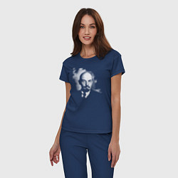 Пижама хлопковая женская Владимир Ленин, цвет: тёмно-синий — фото 2