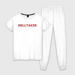 Пижама хлопковая женская Helltaker logo, цвет: белый