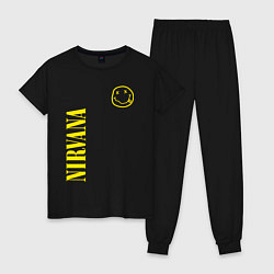 Пижама хлопковая женская Nirvana нирвана смайл, цвет: черный