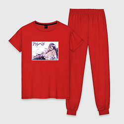 Пижама хлопковая женская Лежащая Альбедо, цвет: красный