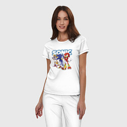 Пижама хлопковая женская Sonic Heroes Video game, цвет: белый — фото 2