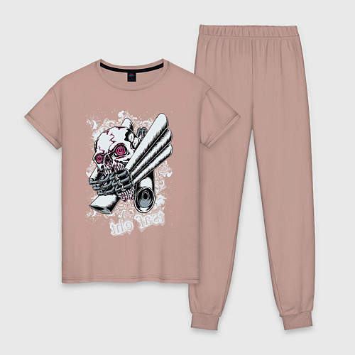 Женская пижама Череп с мотором / Пыльно-розовый – фото 1