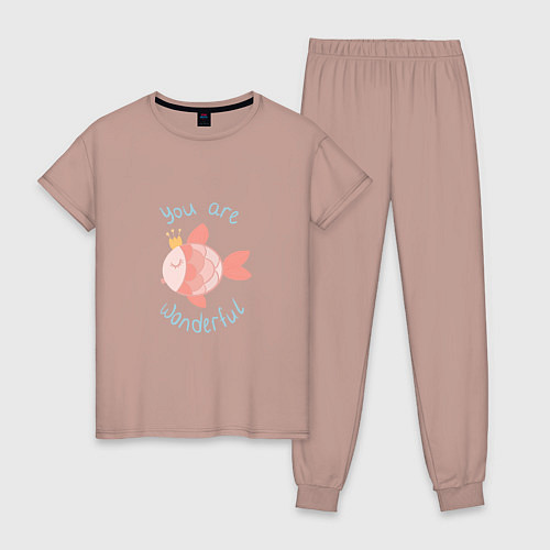 Женская пижама Золотоя рыбка / Пыльно-розовый – фото 1