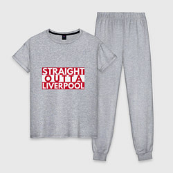Пижама хлопковая женская Straight Outta Liverpool, цвет: меланж