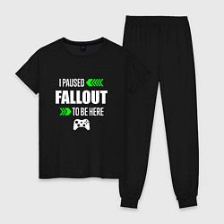 Пижама хлопковая женская Fallout I Paused, цвет: черный