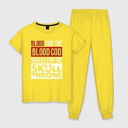 Пижама хлопковая женская Девиз Последователей Кхорна для темного фона, цвет: желтый