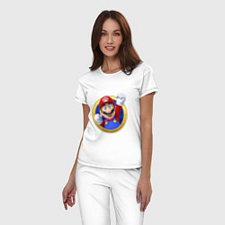 Пижама хлопковая женская Марио 3d, цвет: белый — фото 2