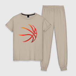 Пижама хлопковая женская Баскетбольный мяч оранж, цвет: миндальный