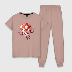 Пижама хлопковая женская Живой гриб мухомор, цвет: пыльно-розовый