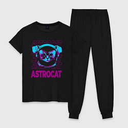 Пижама хлопковая женская АстроКот, цвет: черный