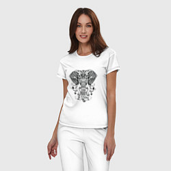Пижама хлопковая женская Слон в стиле Мандала Mandala Elephant Be Strong, цвет: белый — фото 2