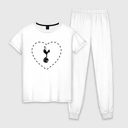 Пижама хлопковая женская Лого Tottenham в сердечке, цвет: белый