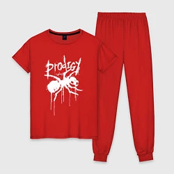 Пижама хлопковая женская Draw white logo - Ant, цвет: красный