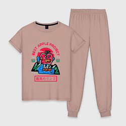 Пижама хлопковая женская Японское яблочко, цвет: пыльно-розовый
