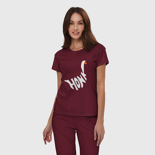 Женская пижама Honk White Гусь Белый / Меланж-бордовый – фото 3