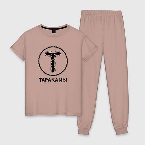 Женская пижама Тараканы - круг / Пыльно-розовый – фото 1