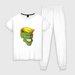 Пижама хлопковая женская Трамп - Маска, цвет: белый