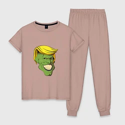 Пижама хлопковая женская Трамп - Маска, цвет: пыльно-розовый