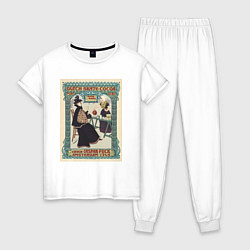Пижама хлопковая женская Dutch Skate Cocoa Винтажная реклама, цвет: белый