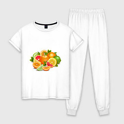 Пижама хлопковая женская CITRUS FRUITS, цвет: белый