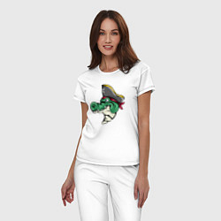 Пижама хлопковая женская Крокодил Пират, цвет: белый — фото 2