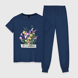 Женская пижама Будь полевым цветком букет полевые цветы гербарий
