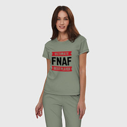 Пижама хлопковая женская FNAF: таблички Ultimate и Best Player, цвет: авокадо — фото 2