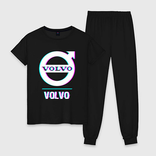 Женская пижама Значок Volvo в стиле Glitch / Черный – фото 1