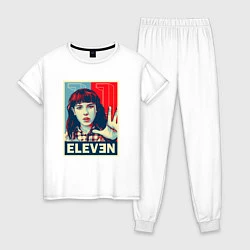 Пижама хлопковая женская Stranger Things Eleven, цвет: белый