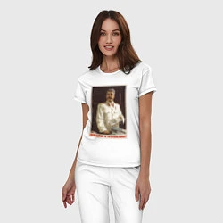 Пижама хлопковая женская Сталин оптимист, цвет: белый — фото 2