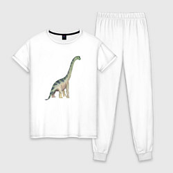 Пижама хлопковая женская Mamenchisaurus Мамэньсизавр маменчизавр, цвет: белый