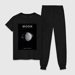 Пижама хлопковая женская Moon Луна Space collections, цвет: черный