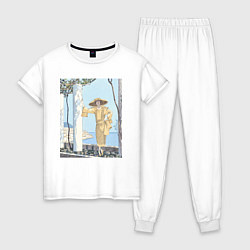 Пижама хлопковая женская Amalfi Robe, de Worth Вид на море, цвет: белый