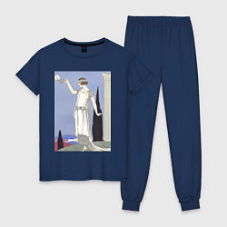 Пижама хлопковая женская Robe du Soir, de Worth Муза, цвет: тёмно-синий