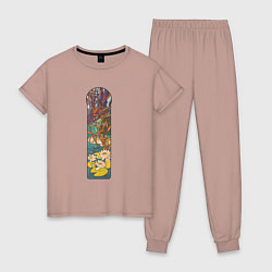 Пижама хлопковая женская Fouquet Jewelry Store - Lotus Лотосы, цвет: пыльно-розовый
