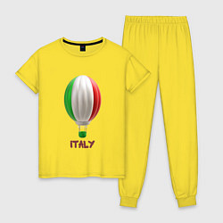 Пижама хлопковая женская 3d aerostat Italy flag, цвет: желтый