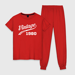 Пижама хлопковая женская Винтаж год выпуска 1980, цвет: красный