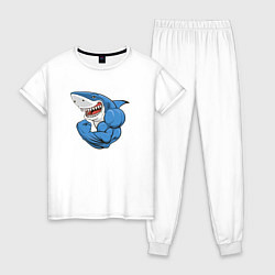 Пижама хлопковая женская Акула из Икеи на спорте, цвет: белый