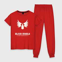 Пижама хлопковая женская Кровавые ангелы лого винтаж, цвет: красный